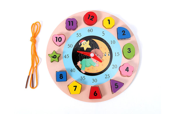 Wooden shape sorting shop clock