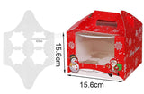 Delish Treats Christmas Cupcake Box with Holder (4 Holes) - Pack of 10pcs