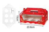 Delish Treats Christmas Cupcake Box with Holder (6 Holes) - Pack of 10pcs