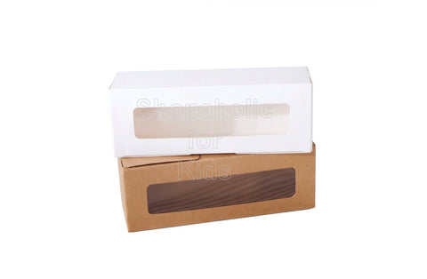 Delish Treats Macaron Box with Window (7.28 x 2.16 x 1.96 inches) - Pack of 10pcs