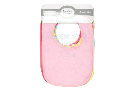 Luvable Friends Pastel Solid Baby Bibs for Girl, Pack of 10