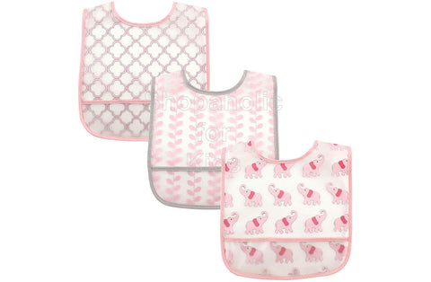 Luvable Friends Elephant Crumb Catcher Waterproof Bibs, Pack of 3