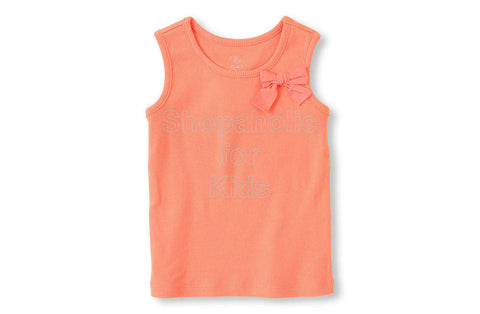 Children's Place Ribbed Bow Tank - Neon Sherbet