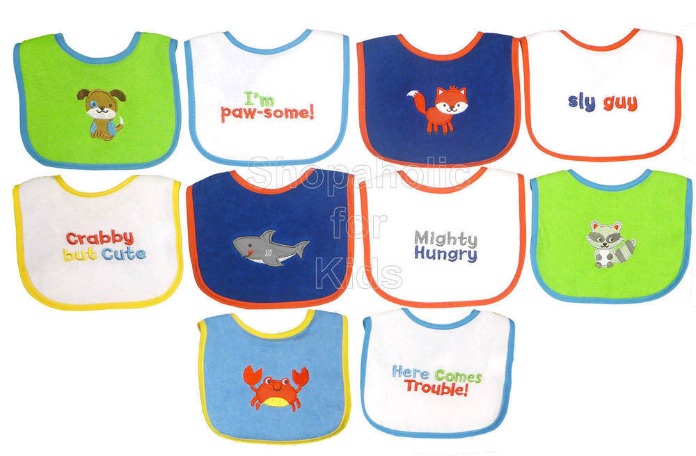 Knit Terry 10-Pack Bibs for Baby Boy - Shopaholic for Kids