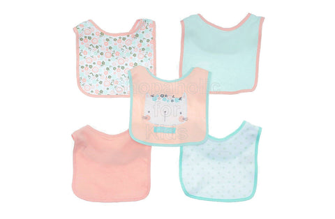 Chick Pea Coral Kitten & Floral Bibs, 5-pack