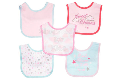 Cutie Pie Sweet Dreams Drool Bibs, 5-Pack