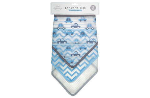 Little Beginnings Cars Waterproof Bandana Bibs, Pack of 3