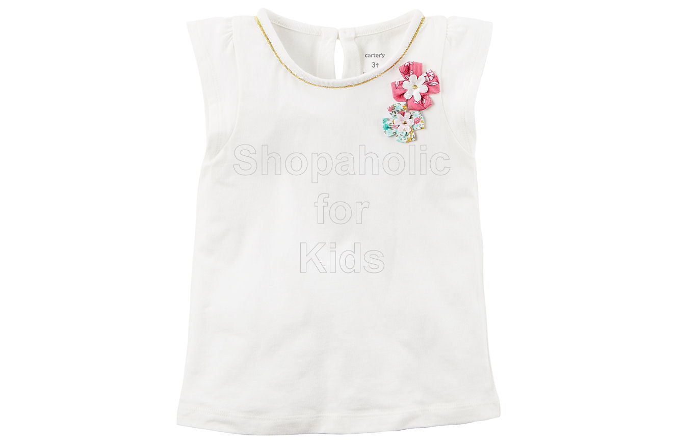 Carter's Flutter-Sleeve Top - White - Shopaholic for Kids