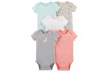 Carter's Short-Sleeve Bodysuits for Girls, Pack of 5 - Shopaholic for Kids