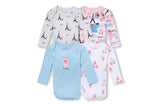 Children's Place Bundles Long Sleeve Bodysuit for Girls, Le Wolf, 3-6mos, Pack of 4 - Shopaholic for Kids