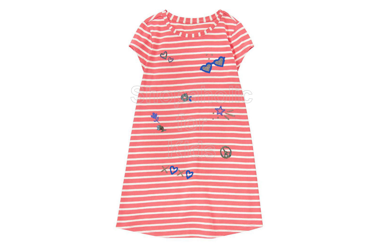 Gymboree Coral Striped Printed Shift Dress - Shopaholic for Kids