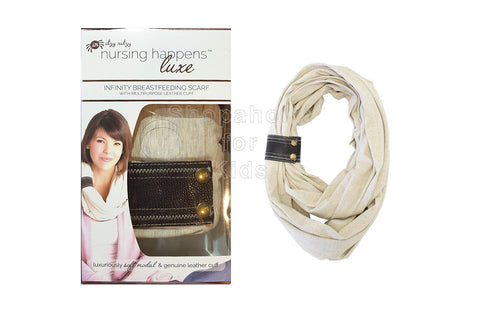 Itzy Ritzy Nursing Happens Luxe Infinity Breastfeeding Scarf (Cream w/Leather Cuff)