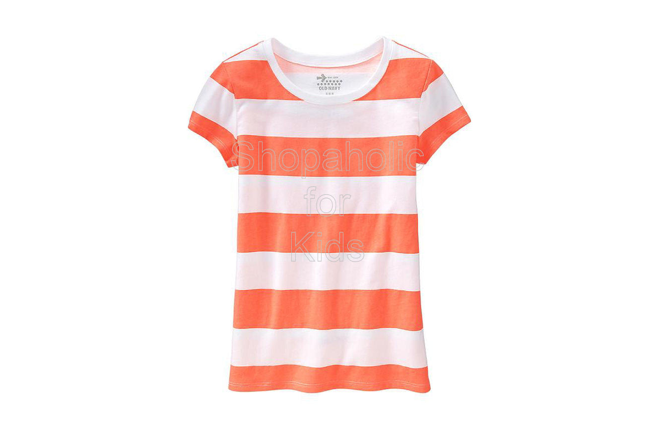 Old Navy Girls Cap-Sleeve Printed Tee - Neon Orange Shirt - Shopaholic for Kids