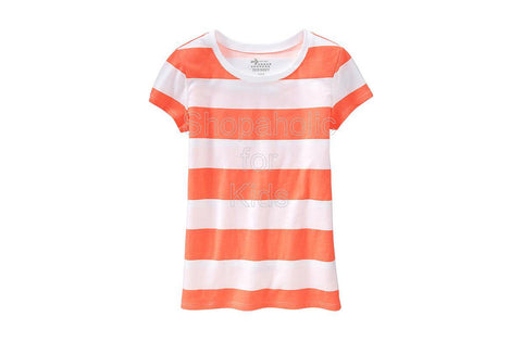 Old Navy Girls Cap-Sleeve Printed Tee - Neon Orange Shirt
