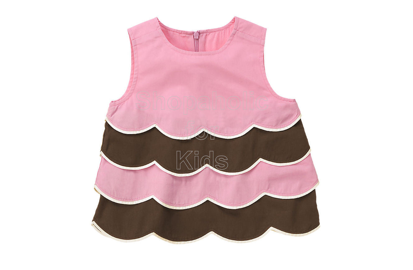 Gymboree Tea for Two Pink Brown Tiered Top - Shopaholic for Kids