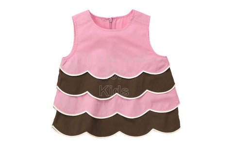Gymboree Tea for Two Pink Brown Tiered Top
