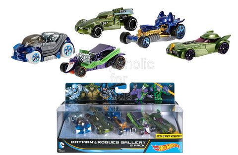 Hot Wheels DC Comics Batman and Rogues Gallery Vehicle, 5 Pack