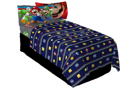 Nintendo Super Mario Trifecta Fun Sheet Set Twin