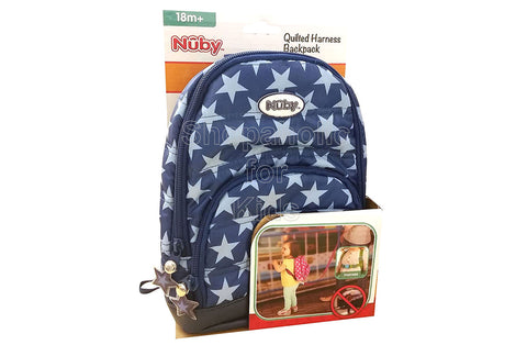 Nuby 2 in 1 Quilted Backpack Harness – Navy Stars
