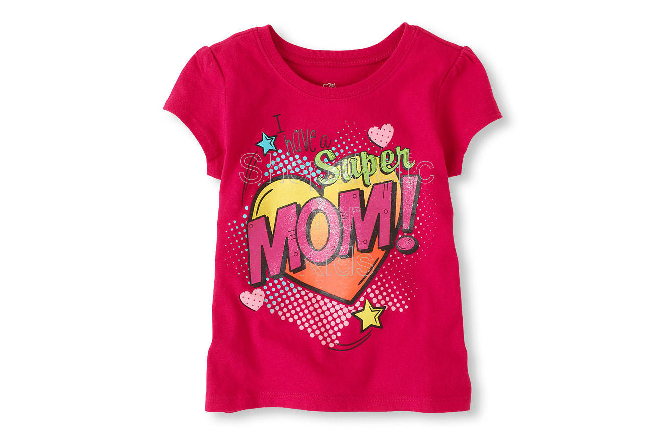Children's Place Super Mom Graphic Tee - Rio Pink - Shopaholic for Kids