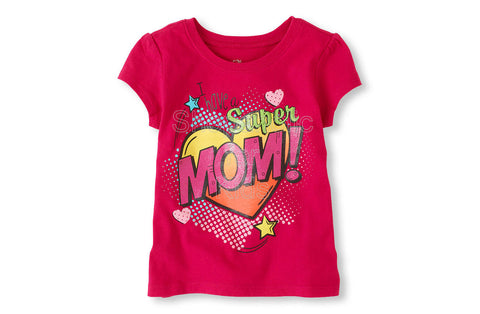 Children's Place Super Mom Graphic Tee - Rio Pink