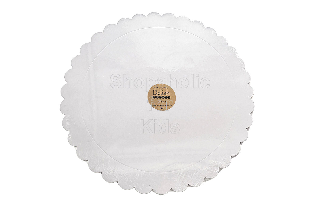 Delish Treats Cake Board Round Scalloped 12 inch (Pack of 5pcs)