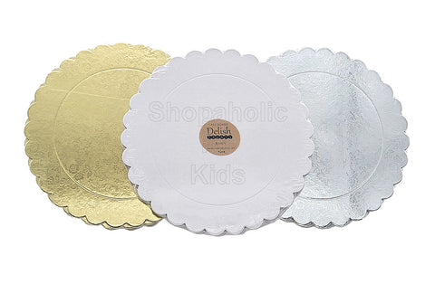 Delish Treats Cake Board Round Scalloped 8 inch (Pack of 5pcs)