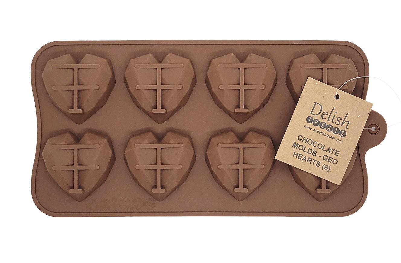 Delish Treats Chocolate Molds - Geo Hearts (8)
