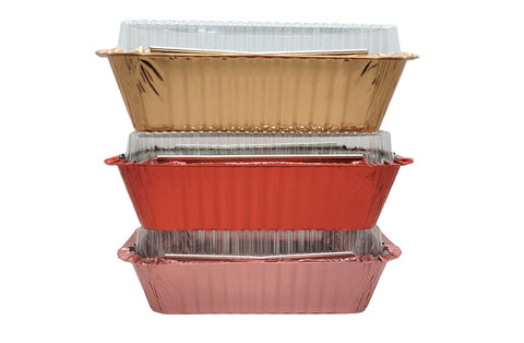 Delish Treats Aluminum Foil Pan / Loaf Tray with Lid - 500ml (Pack of 10pcs)