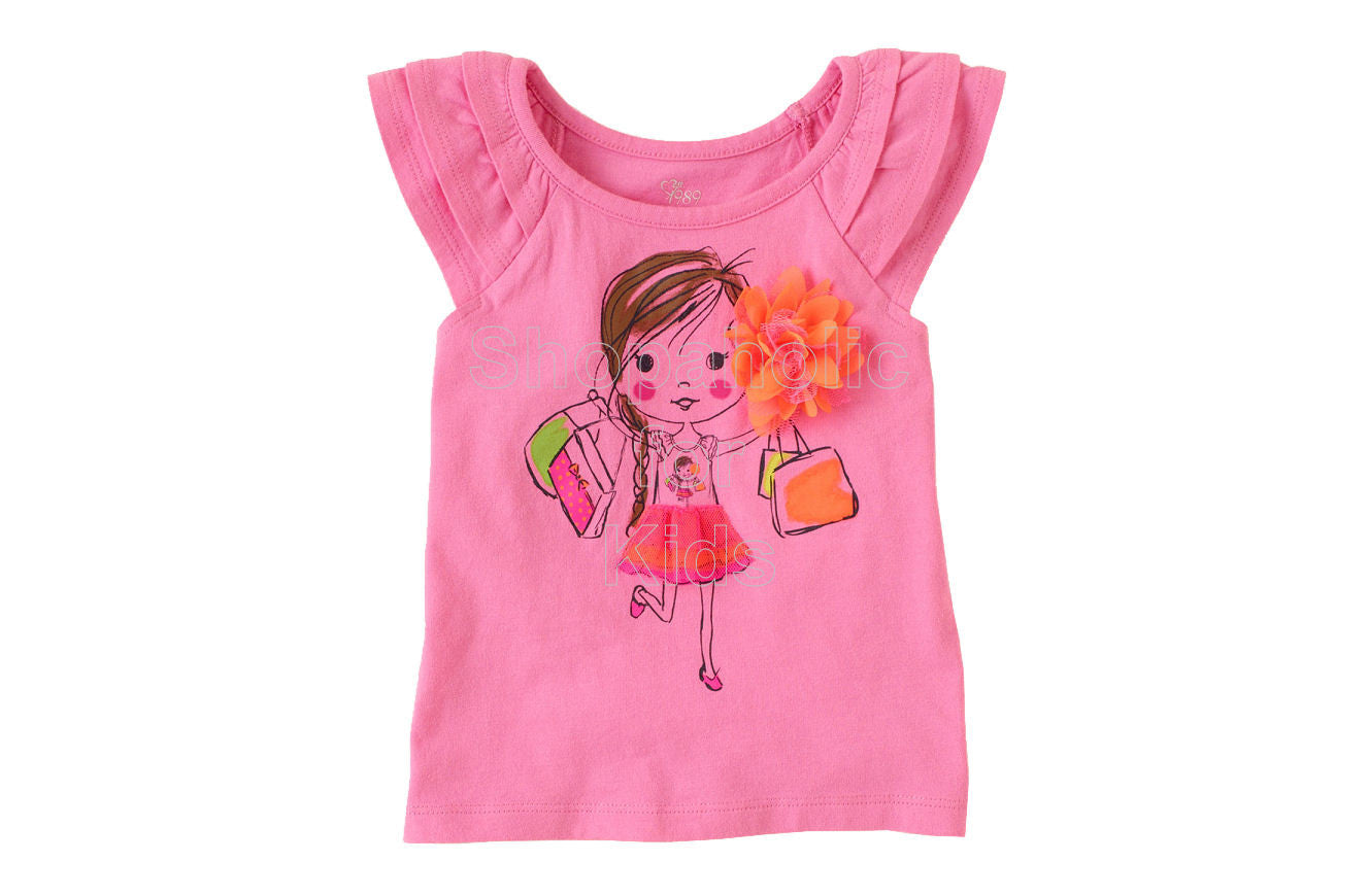 Children's Place Girly Graphic Flutter Tee Ruffle - Shopaholic for Kids