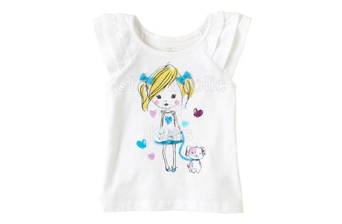 Children's Place Girly Graphic Flutter Tee White