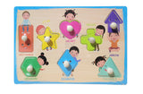 Wooden Peg Puzzles for Kids - Assorted Designs