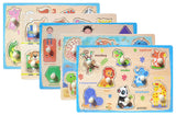 Wooden Peg Puzzles for Kids - Assorted Designs