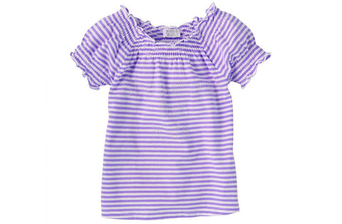 Children's Place Striped Smocked Top Color: Pansy